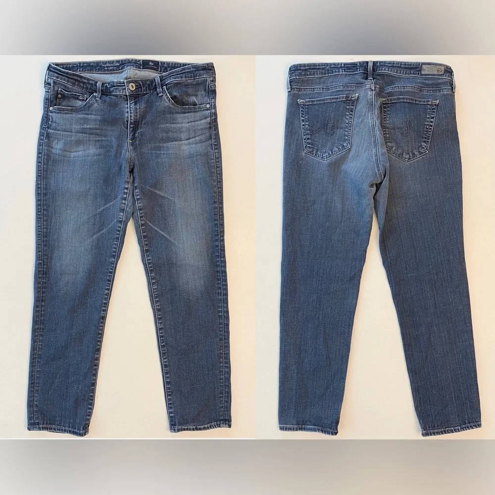 AG Adriano Goldschmied Stevie Capri Slim Straight Denim Jeans Medium Wash Sz 30